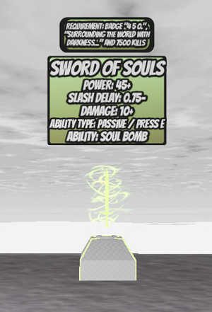 Yellow sword with a yellow aura. The title says "Sword of Souls".